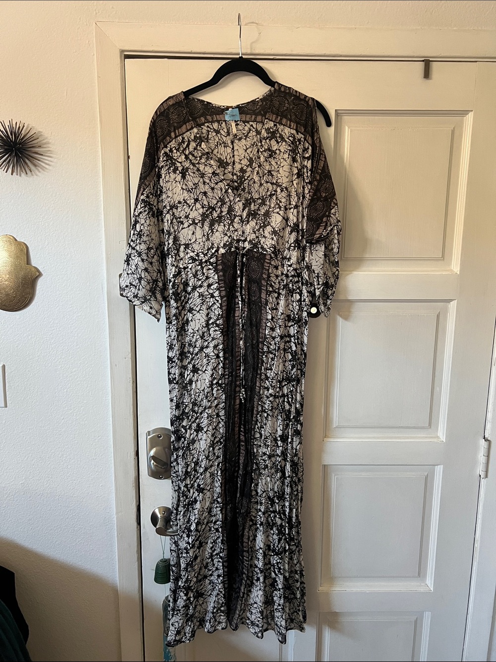 Free People Black & White Tie-Dye Boho Maxi Dress